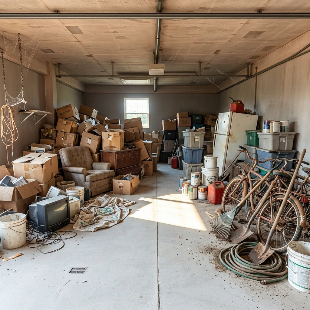 Garage encombré avant débarras
